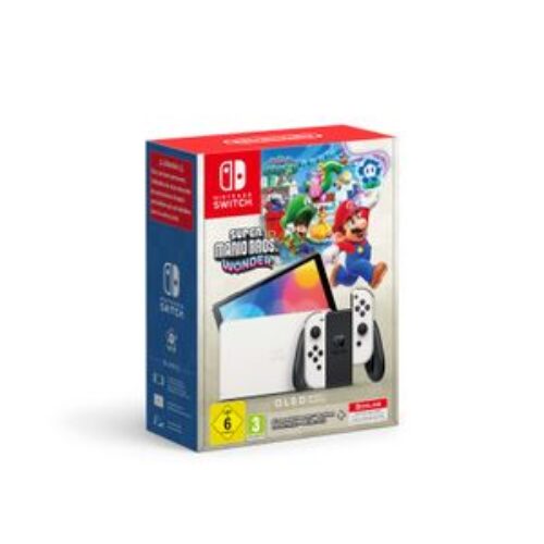 Console Nintendo Switch™ OLED modèle blanche + Jeu Super Mario Bros Wonder préinstallé + 1 code de
