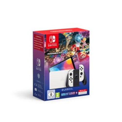 Pack console Nintendo Switch modele Oled blanche + le jeu Mario Kart 8 Deluxe preinstalle + un